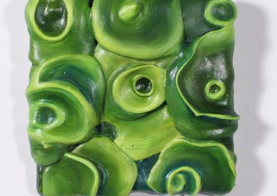 Concentric growth: green | oil on plaster | 5.5 x 5.5 inches